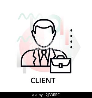 Modern editable line vector illustration, client icon on abstract background, for graphic, for graphic and web design Stock Vector