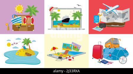 Set of travel concepts, 3d isometric vector illustration for web design Stock Vector