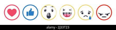 Set of flat emoticons and emojis for web design. Isolated. Vector illustration Stock Vector