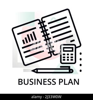 Business plan icon on abstract background from startup set, modern editable line vector illustration, for graphic and web design Stock Vector