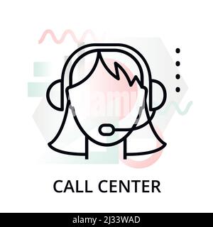 Modern editable line vector illustration, call center icon on abstract background, for graphic, for graphic and web design Stock Vector