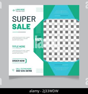 Super sale offer social media post template Stock Vector