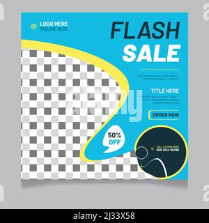 Flash sale social media post template Stock Vector