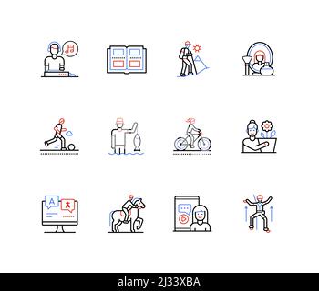 Active recreation and sports - line design style icons Stock Vector