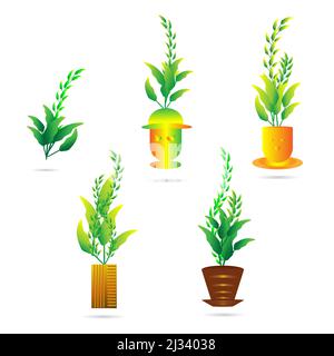 Flowers potted plant bright icon decoration summer abstract background art graphic design pattern vector illustration Stock Vector