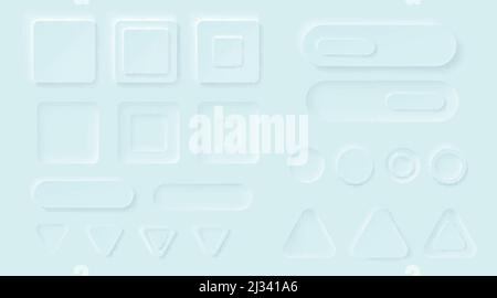 Control buttons mockup. Media player interface, music or video bar. Blank template ui navigation switchers of round, square and triangle shapes, volum Stock Vector