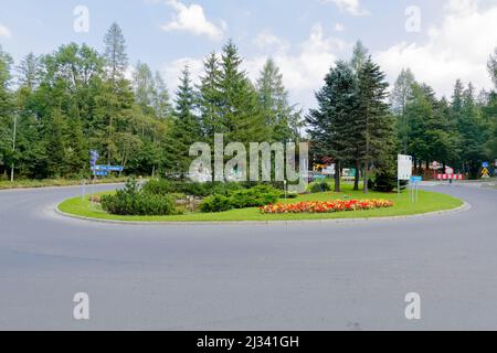 Zakopane, Poland - September 12, 2016: Kuznickie Roundabout was built in 1938 during the preparations for the FIS World Championships. Since 2006, it Stock Photo