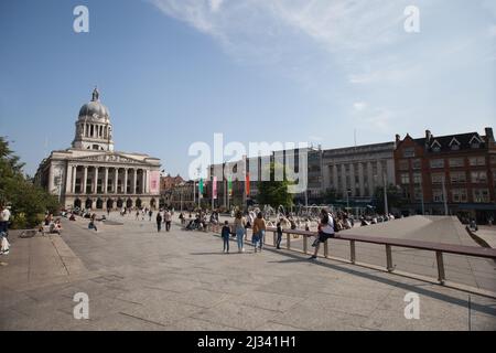 Views of the Old Market Square in Nottingham in the UK Stock Photo