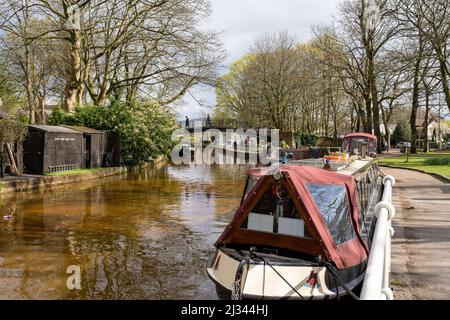 canal barges on the bridgewater Worsley village Stock Photo