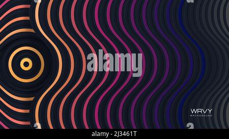 Colorful gradient abstract wavy dimensional background Stock Vector