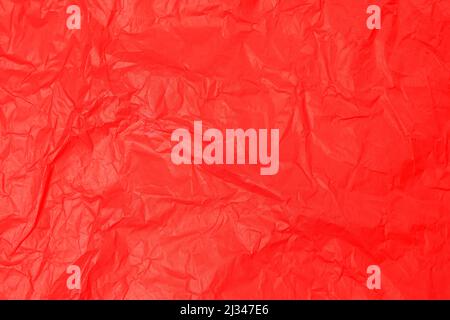 Red paper wrinkled poster template , blank glued creased paper sheet mockup. empty paper mockup. clipping path Stock Photo