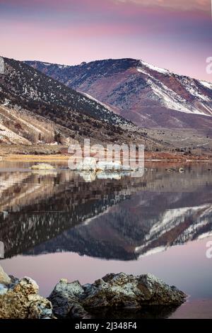 Sunrise looking west from Mono Lake CA Stock Photo