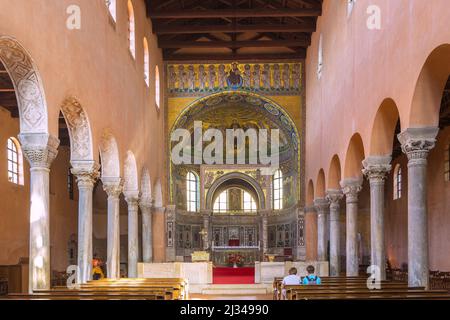 Porec; Euphrasian Basilica; Interior, apse mosaic Stock Photo