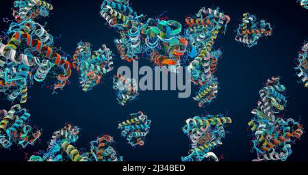Chain of amino acid or bio molecules called protein - 3d illustration ...