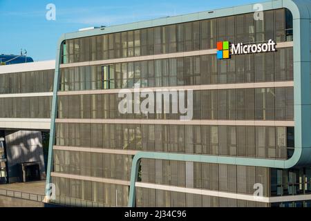 Microsoft building, RheinauArtOffice, Rheinauhafen, Cologne, North Rhine-Westphalia, Germany, Europe Stock Photo