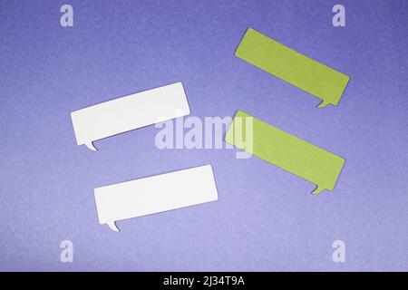 Rectangular Speech Bubbles against coloured background Stock Photo