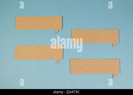 Rectangular Speech Bubbles against coloured background Stock Photo