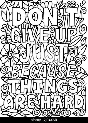 Dont Give Up Motivational Quote Coloring Page Stock Vector