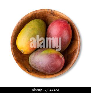 A group of ripe mangos isolated over white background. Stock Photo