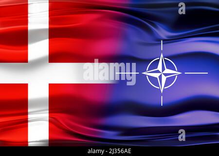 Denmark and NATO flags - 3D illustration Stock Photo