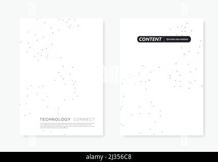 Modern vector templates for brochure cover in A4 size. Minimalistic polygonal background with connected lines and dots Stock Vector
