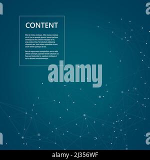 Molecules and neurons with connected dots and lines on dark blue background Stock Vector