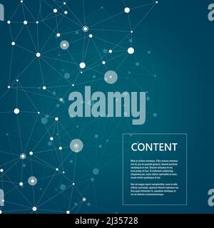 Dark blue vector template with connection points and lines Stock Vector