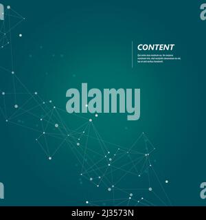 Dark green vector template with connection points and lines Stock Vector