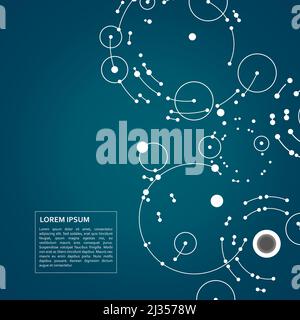 Abstract blue background with overlapping circles and dots Stock Vector