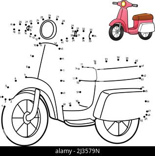 Dot to Dot Scooter Isolated Coloring Page for Kids Stock Vector