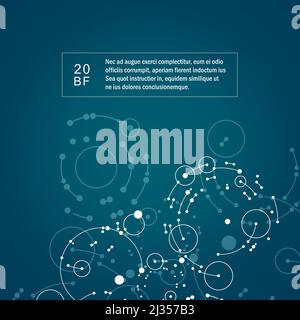 Abstract blue background with overlapping circles and dots Stock Vector