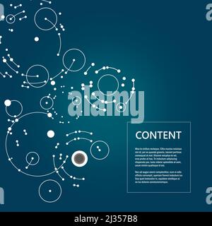 Abstract blue background with overlapping circles and dots Stock Vector