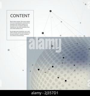Vector connect design and halftone circle with molecule connect background Stock Vector