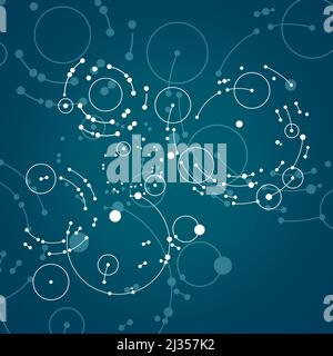 Abstract blue background with overlapping circles and dots Stock Vector