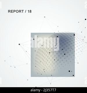 Vector connect design and halftone circle with molecule connect background Stock Vector