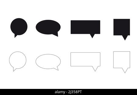 Blank black and white speech bubbles Stock Photo