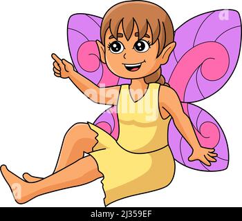 Cartoon fairy sitting on mushroom Stock Vector Image & Art - Alamy