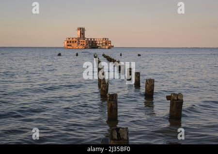 Gdynia, Poland - August 21, 2021: Ruins of an old torpedo house in Babie Doly, Poland. Stock Photo
