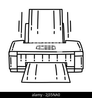 Printer Portable Part of Computer Accessories and Hardware Hand Drawn Icon Set Vector. Stock Vector