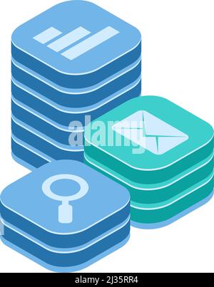 Button press isometric set, vector isolated illustration Stock Vector