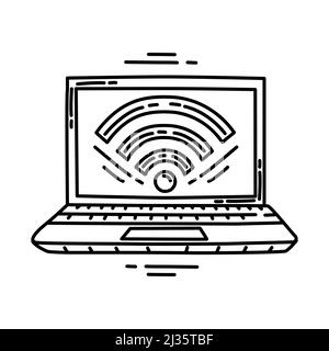 Mobile Hotspot in computer Part of Computer and Operating System Hand Drawn Icon Set Vector. Stock Vector