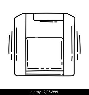 Zip Disk Part of Computer Software and Hardware Hand Drawn Icon Set Vector. Stock Vector