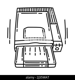 Zip Drive Part of Computer Software and Hardware Hand Drawn Icon Set Vector. Stock Vector
