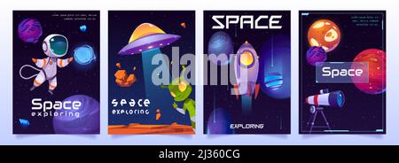 Free Vector  Space objects set rockets and shuttle astronauts and aliens