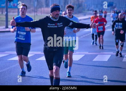 People running Zagreb spring half marathon Stock Photo
