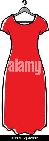 Red dress on hanger Stock Vector
