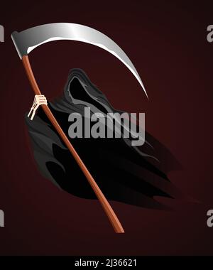 Illustration of grim reaper on dark background Stock Vector