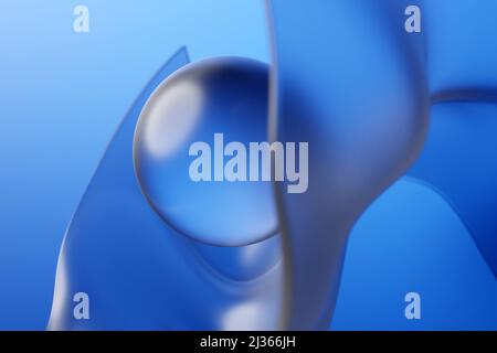 3d illustration  glass volumetric figures of  lighting sphere    on blue   background Stock Photo