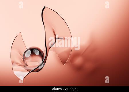 3d illustration  glass volumetric figures of  lighting sphere    on orange   background Stock Photo