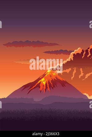 Vector illustration of a volcano erupting Stock Vector